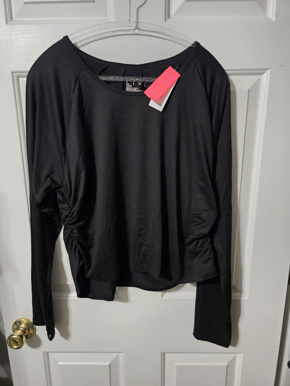 Lane Bryant Black Short-Sleeve Tee with Side Ruching